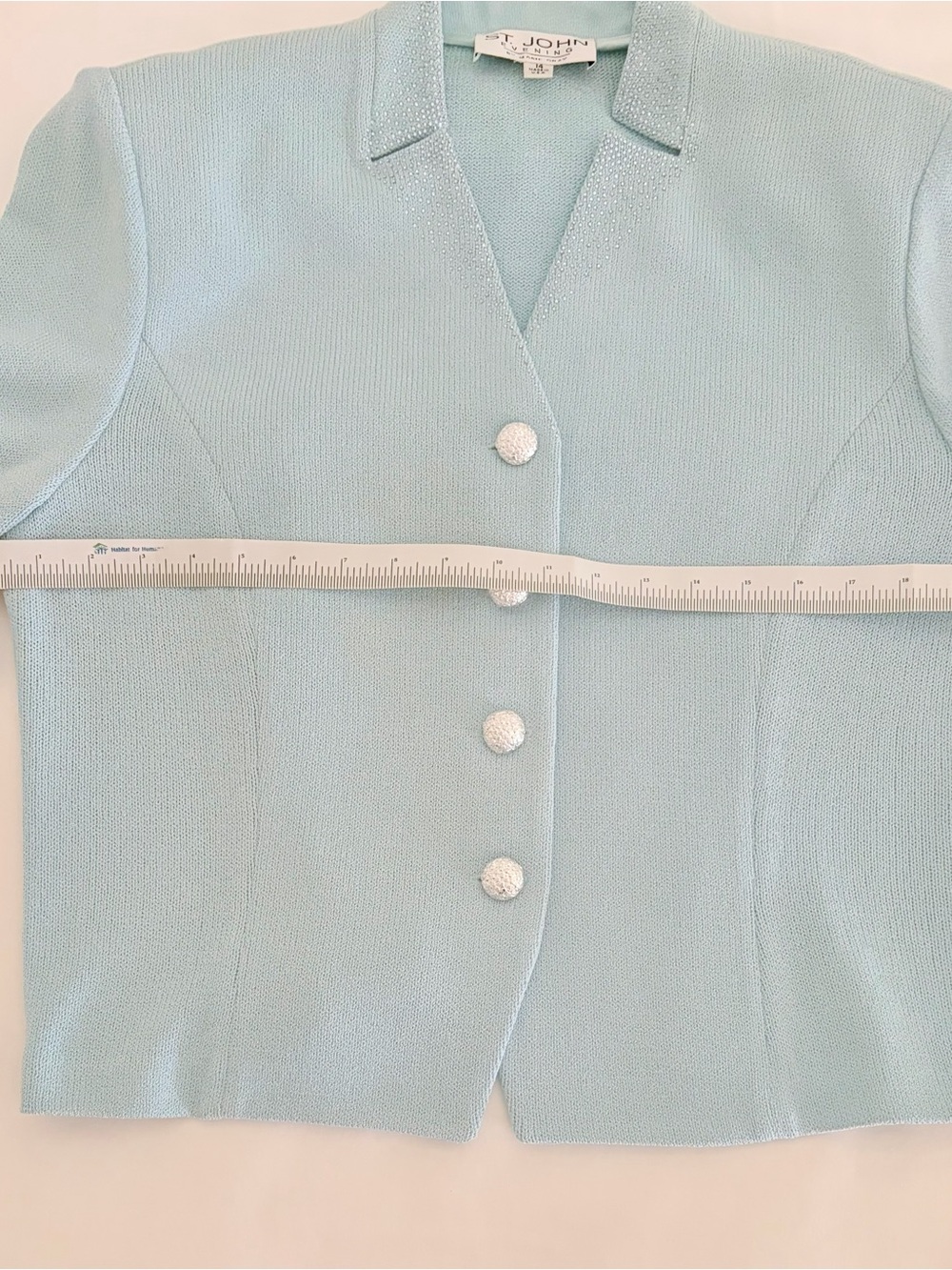 St. John Evening Pastel Blue 3 Piece Pantsuit Size 14, Classic, Quiet Luxury - Picture 7 of 16